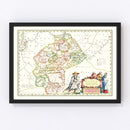 Vintage Map of Jiangxi, China 1665