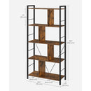 5 Tier Bookshelf Rustic Brown And Black Metal Frame