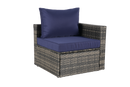 8 Piece Outdoor Patio Sofa Set, Sectional L- Shaped Patio Furniture Wicker Patio Conversation Set with Curved Sofa  Ottoman & Glass Top Table for Backyard Poolside