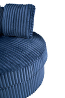 Oversized 360 Degreed Swivel Accent Chair Modern Soft Plush Corduroy Round Barrel Chair for Living Room Bedroom with Pillows, Blue