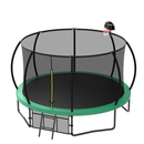 Pumpkin Style 12FT Recreational Kids Trampoline with Safety Enclosure Net & Ladder, Green Steel Frame, 144.09 Inches