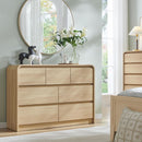 Contemporary Oak Seven Drawer Dresser With Textured Surface