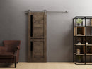 Veregio 7588 Cognac Oak Barn Door with Frosted Glass and Silver Rail