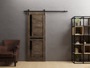 Veregio 7588 Cognac Oak Barn Door with Frosted Glass and Black Rail