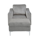 Convertible Sectional Corduroy Sofa with Storage Ottoman,Modular Sectional Sofa,Gray