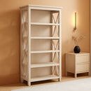 Tall 5 Shelf Bookcase Linen White Oak Modern Farmhouse
