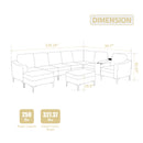 Convertible Sectional Corduroy  Sofa with Storage Ottoman,Cupholders, USB Ports for Living Room Apartment,Beige