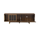 Mid-Century Modern style 2 in 1 PET FRIENDLY Walnut TV STAND Cat house With Sliding glass door flip-down