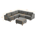 Modern Modular Sectional couch,6 Seaters Sleeper Sofa Upholstered Corduroy Free Combination Sofa(Grey)