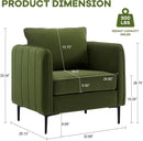 Accent Chair for Living Room, Velvet Comfy Single Sofa Chair Mid-Century Modern Armchair with 1 Pillow and Metal Legs for Bedroom Office Reading