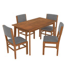 5PCs Rectangle Wooden Dining Table Set, Mid-Century Modern Kitchen Table and 4 Upholstered Chairs for Home, Saving Space