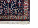 4x6 Vintage Handmade Wool Geometric Rug Organic Dyes Blue Red Hand-Knotted Rug