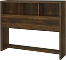 Queen Bookcase Headboard with Dark Pine Finish