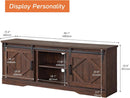 75 Inch Rustic Brown Barn Door TV Stand With Storage
