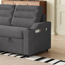 MH83.5' Convertible Sleeper Combo Sofa, Convertible Sofa Bed Polyester Pullout Bed with Storage Recliner and Cup Holder for Living Room, Tight Spaces