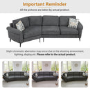 111' Upholstered 3-seater Sofa Curved Sofa Couch with Two Printed Pillows for Living Room, Dark Gray