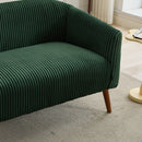 50.78'W Modern Loveseat Couch Sofa, Corduroy Fabric Upholstered 2-Seat Sofa with Wooden Walnut Legs for Small Space Office Studio Apartment Bedroom, Green