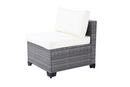 All-Weather 7-Piece Gray PE Wicker Patio Conversation Set with Beige Cushions and coffee table