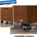 Walnut 3 Drawer File Cabinet For Home Office Under Desk With Rolling Wheels Printer Stand