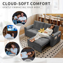 Gray Queen CorduroyTexture Transformable Sofa Bed USB