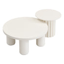 U-Can Modern Coffee Table Set of 2, Round Coffee Table with Cylindrical Leg Design and 1 End Table for Living Room