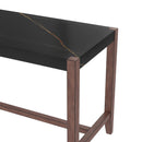 5-Piece Counter Height Dining Set, Faux Marble Bar Table with 4 Upholstered Chairs, Mid-Century Style for Kitchen or Small Spaces