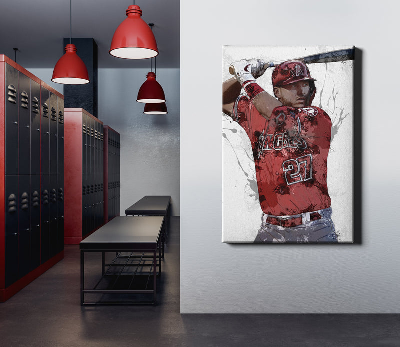 Mike Trout Canvas Print - Los Angeles Angels - Wall top Art, Sports Art Print, Kids Decor, Man Cave, Canvas Art, Gift, Baseball Poster