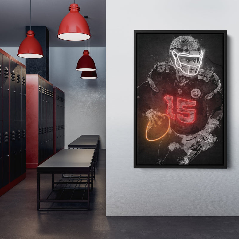 Patrick Mahomes Graffiti Neon Kansas City Chiefs NFL Poster Canvas Print Kids Wall Art Man Cave Gift Home Decor