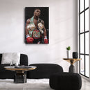 Mike Tyson Canvas – Boxing Champion with Belts Wall Art Home Decor