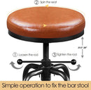 Light Brown Adjustable Metal Bar Stool 21.5-28 Inch Tall