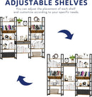 Triple Wide Five Tier Bookshelf Rustic Brown Finish