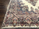 Persian Sarouk Rug 9x12, Ivory & Blue, Semi Open Field