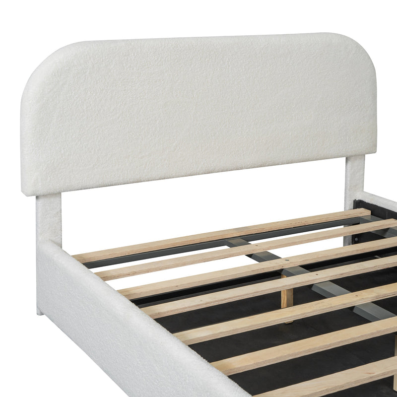 Walker Edison | Teddy Full Size Upholstered Platform Bed with Hydraulic Storage