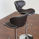 Two Brown Airlift Swivel Barstools With Chrome Base Adjustable Height 360 Degree Rotation