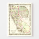 Vintage Map of California 1855