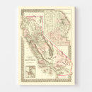 Vintage Map of California 1880