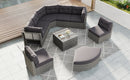 Elegant Patio Furniture Set Outdoor Daybed Rattan Sectional with Cushions and Center Table, Grey, Iron + Rattan