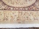 Chinese Aubusson Savonnerie Area Rug 8x12, Vintage 120 Line Carpet, Wool and Silk Hand-Knotted, Birds Flowers Master Weaver Signature