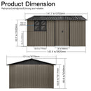 Metal garden sheds 12ftx10ft outdoor storage sheds brown with window with sliding door