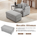 Modern Style Single Sofa Couch with Storage, USB Ports, Cup Holders, and Phone Holder, Grey Corduroy, 41.7'