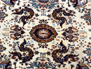 Indo Chinese Wool Rug 9x12, Ivory and Rust Red, Dragon Motifs