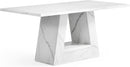 63 Inch White Faux Marble Dining Table Rectangular