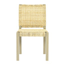 Farmhouse Modern Dining Chairs Set of 2-Solid Wood Rattan Backrest  Champagne Finish Indoor/Outdoor Versatility
