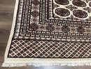 Pakistani Turkoman Rug 6x9, Cream and Red Hand Knotted Wool Oriental Carpet, Yamud Rug, Tribal Rug 6 x 9, Bohemian Area Rug, Bokhara Rug
