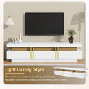 Modern Luxury TV Stand and Coffee Table Set of 2, High Gloss Faux Marble Top, TV Stand for TVs Up to 78", Rectangle Coffee Table with Caster Wheels for Living Room, White
