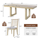 7PCs Extendable Dining Table Set, Farmhouse Extendable Table with 18' Move Leaf, 78' Rustic Wooden Kitchen Table and 6PCs Upholstered Chairs, Expanding Dining Room Table Set
