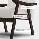 Beige Upholstered Modern Midcentury Solid Wood Armchair With Cushions