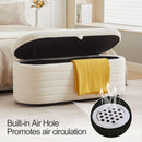 45 Inch Storage Ottoman Bench Boucle Upholstery Fabric
