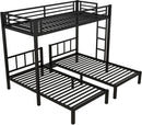 Triple Bunk Bed For Kids Metal Twin Over Twin Black