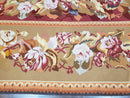Vintage Chinese Aubusson Savonnerie Flat Pile Rug 9.9 x 14.5 Wool Handwoven Red & Khaki Large Flowers Rug 9x14 - 10x15 Michaelian Kolhberg
